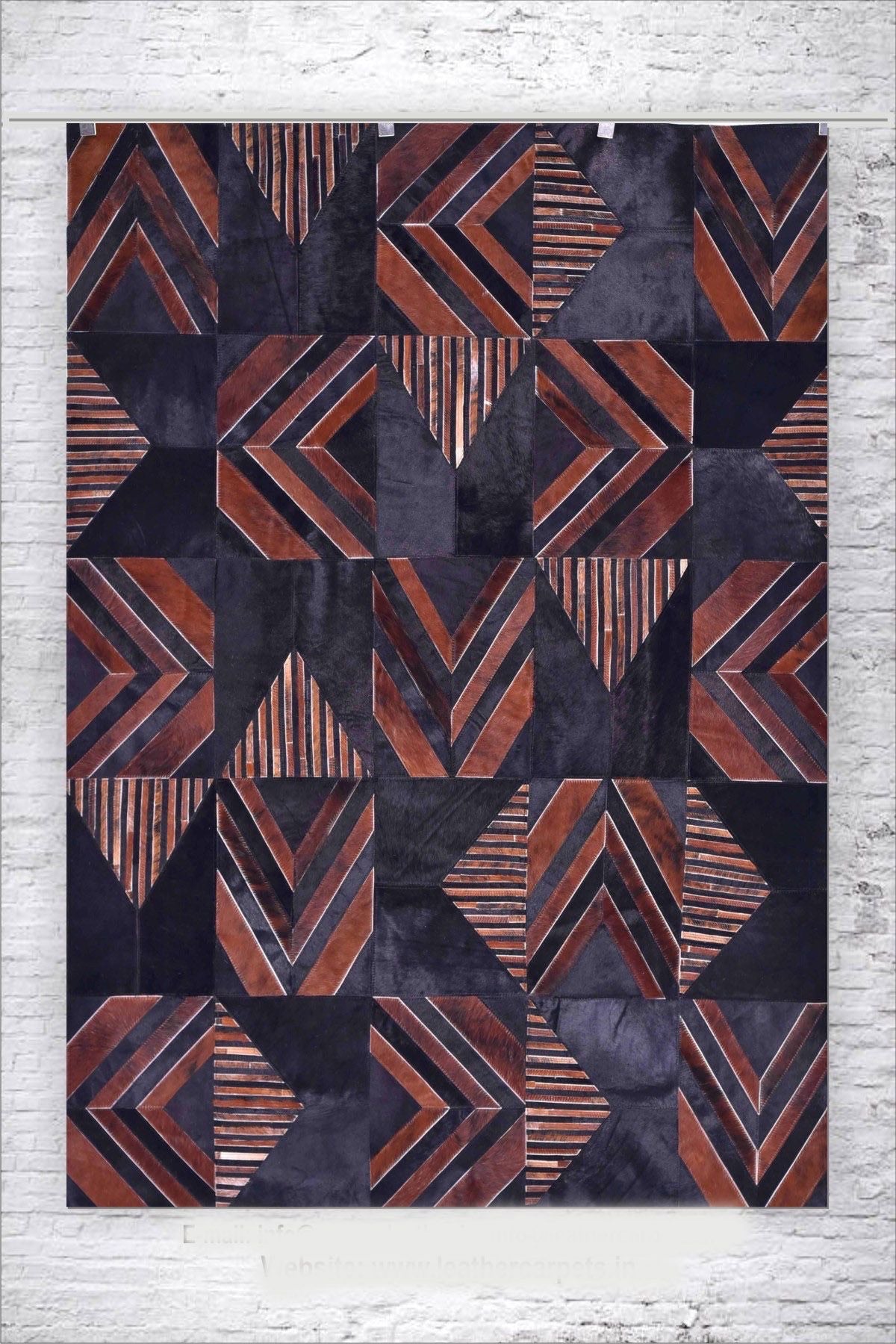 Leather Rug - dark red and maroon